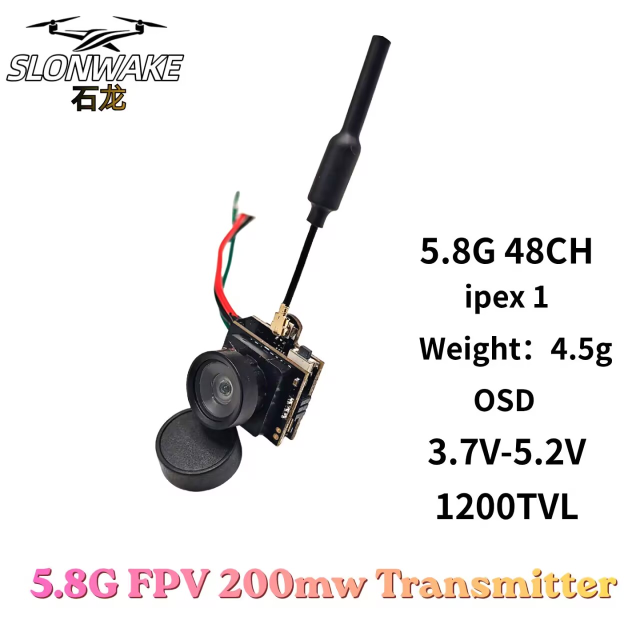 SLONWAKE 5.8G Analogowy Transm – Drone Racing Camera recenzja i cena